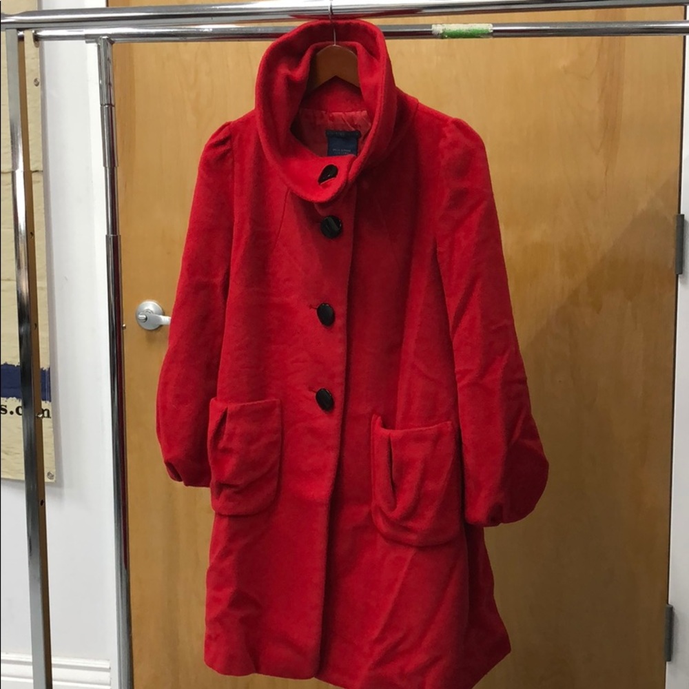 Beautiful wool red coat (turtleneck optional)